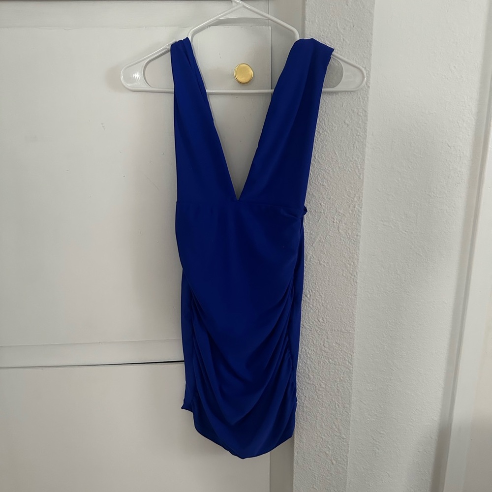 BLUE SUPERDOWN MINI DRESS
